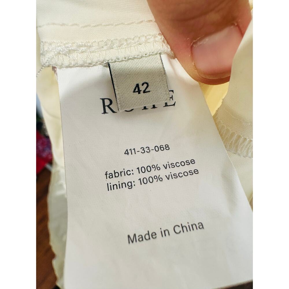 RÓHE Off-White Minimalist Mid-Length Drapey Sleeves Fluid Satin Dress Size 42 - Picture 8 of 9